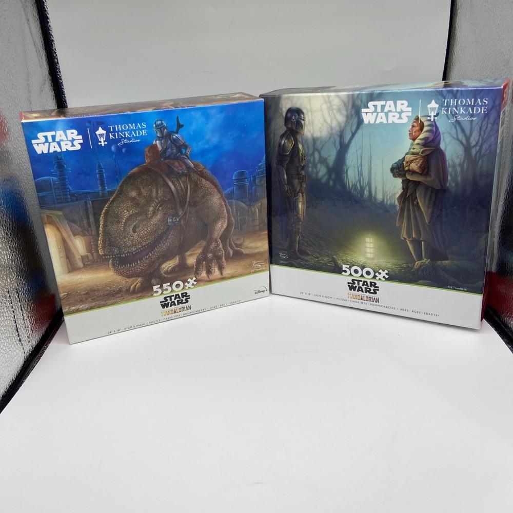 Star Wars Mandalorian Thomas Kinkade Jigsaw Puzzle Set 500 550 Piece Ceaco‎ Lot